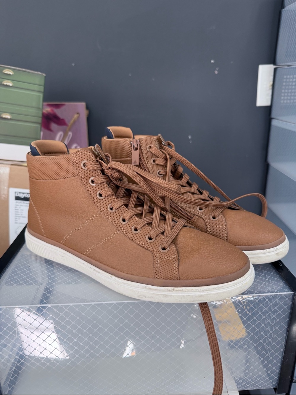 Aldo Men's Tan High-Top Leather-Style Boots
